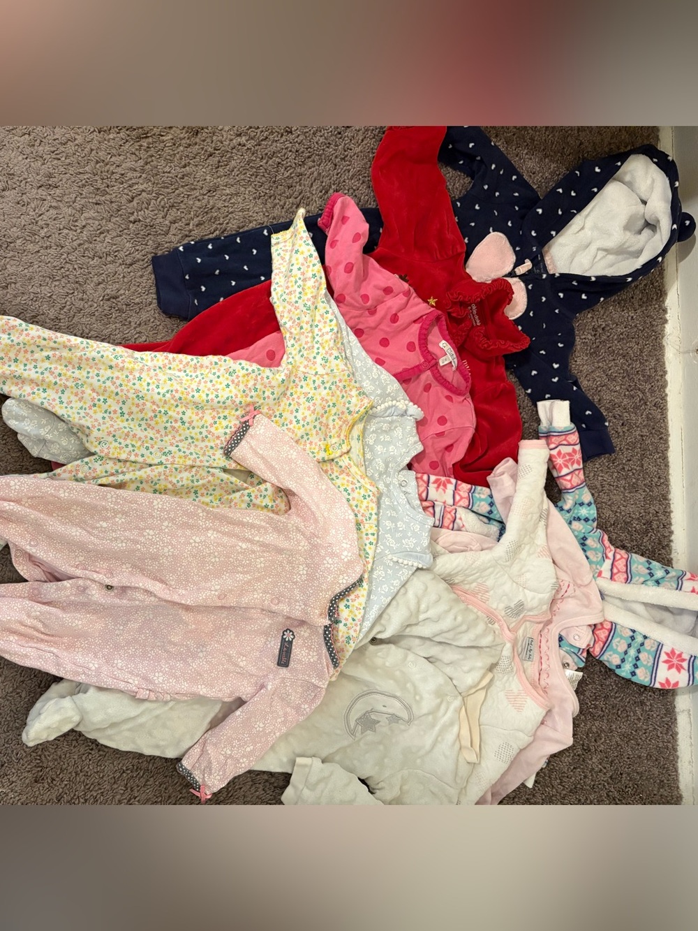 Mixed Baby Girl Sleepers - Pink, Yellow, Red, Navy